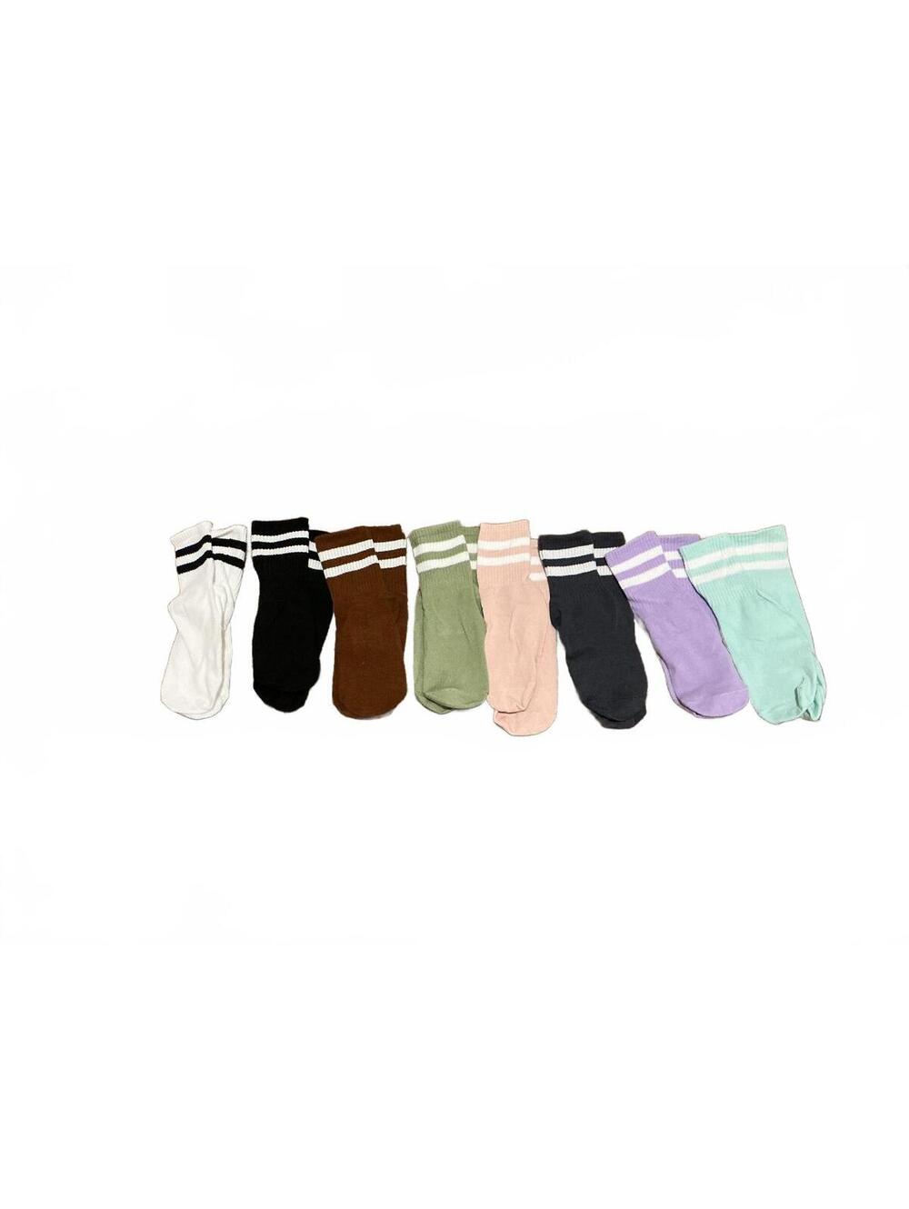 Set of 8 Colorful Cotton Crew Socks with Stripes